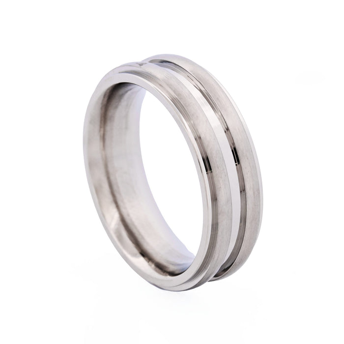 Brushed & Polished centre Stainless Steel Ring