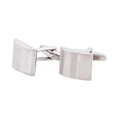 Brushed & Polished Rhodium Plated Cufflinks