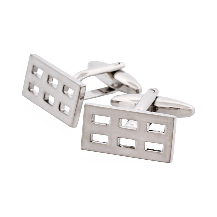 Brushed Rhodium Plated Rectangle Cufflinks