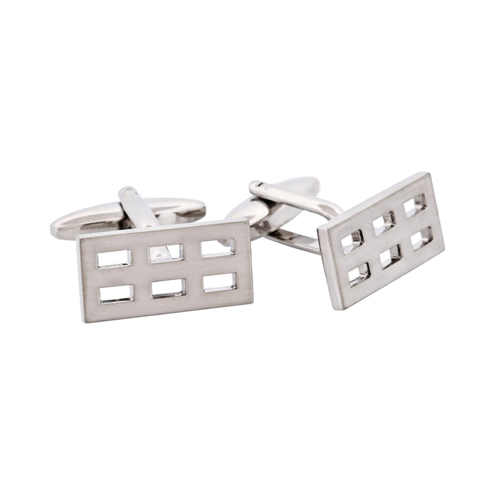 Brushed Rhodium Plated Rectangle Cufflinks