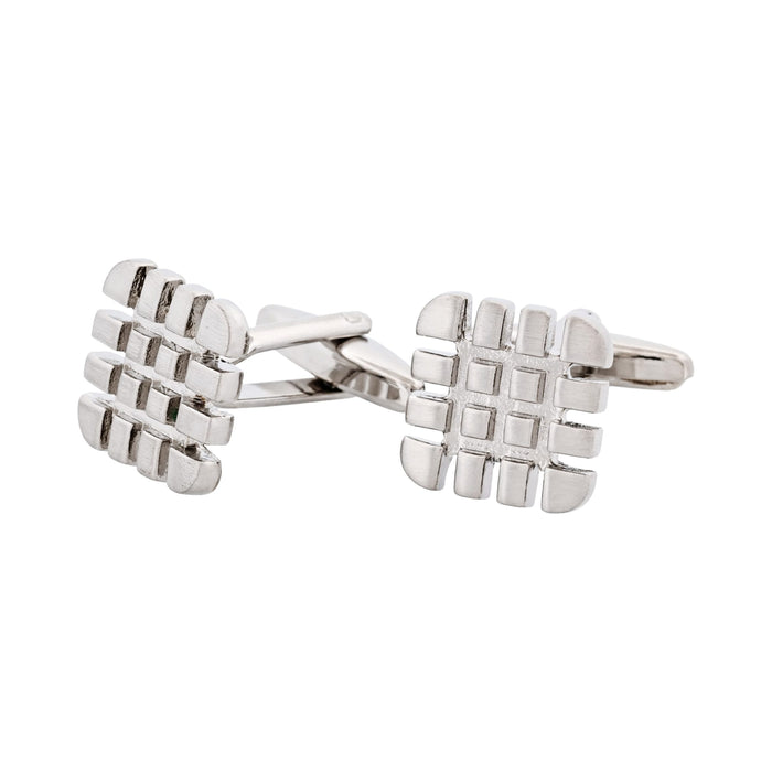 Brushed Rhodium Tyre Tread Cufflinks