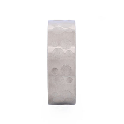 Brushed Stainless Steel Ring with Frosted Circle Pattern