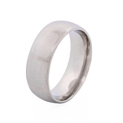 Brushed Stainless Steel Ring with Frosted Square Wrap Around Pattern