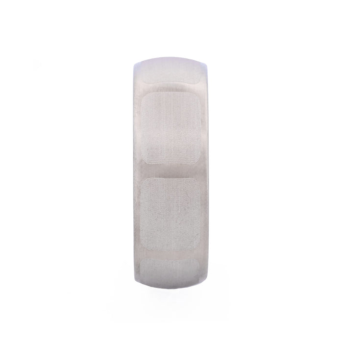 Brushed Stainless Steel Ring with Frosted Square Wrap Around Pattern