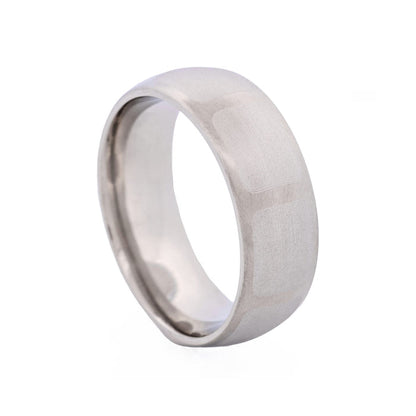 Brushed Stainless Steel Ring with Frosted Square Wrap Around Pattern