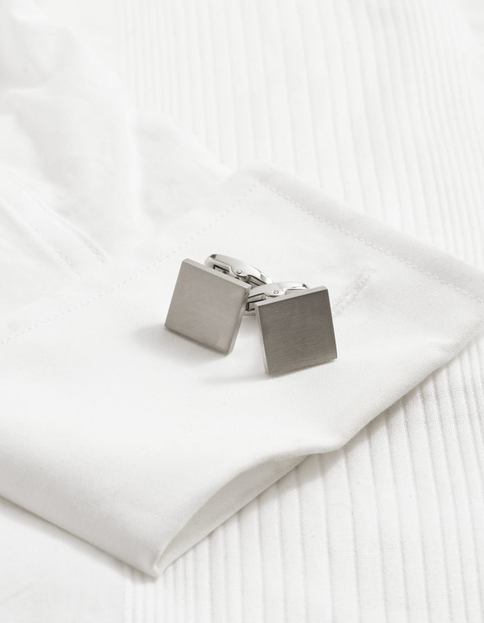 Brushed Stainless Steel Square Cufflinks
