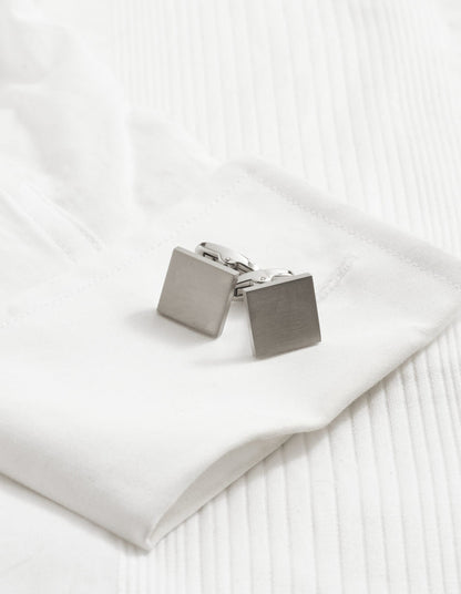 Brushed Stainless Steel Square Cufflinks