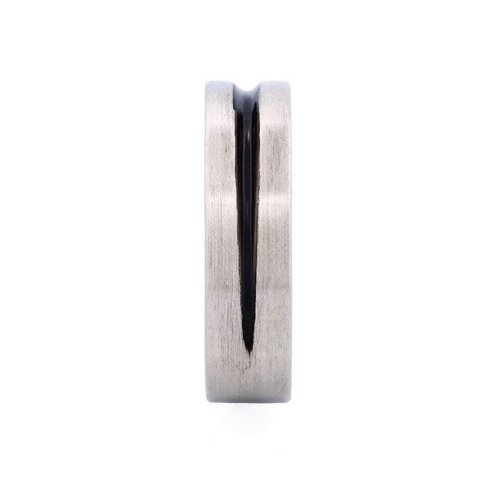 Brushed Stainless Steel with Black Resin Centre
