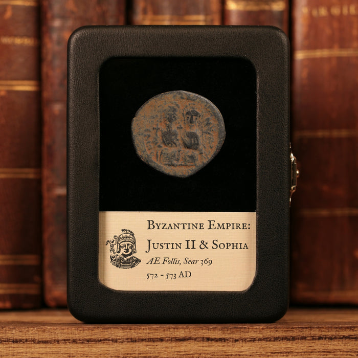 Byzantine Empire, Emperor Justin II & Empress Sophia, AE Follis (Sear 369) - 572 to 573 CE - Byzantine Empire