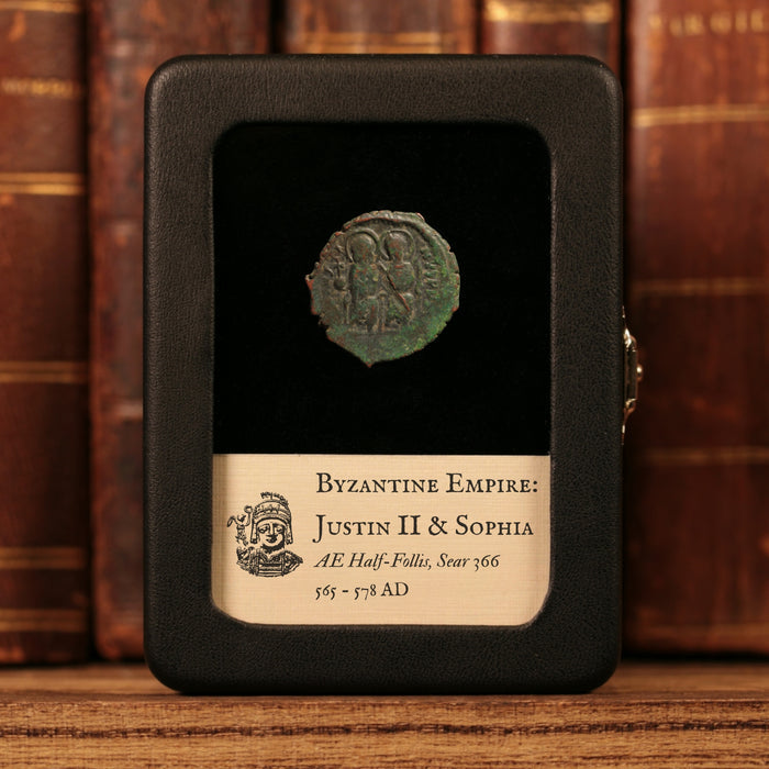 Byzantine Empire, Emperor Justin II & Empress Sophia, AE Half-Follis (Sear 366) - 565 to 578 CE - Byzantine Empire