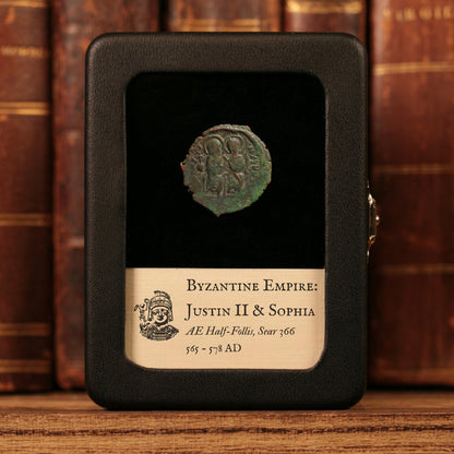 Byzantine Empire, Emperor Justin II & Empress Sophia, AE Half-Follis (Sear 366) - 565 to 578 CE - Byzantine Empire