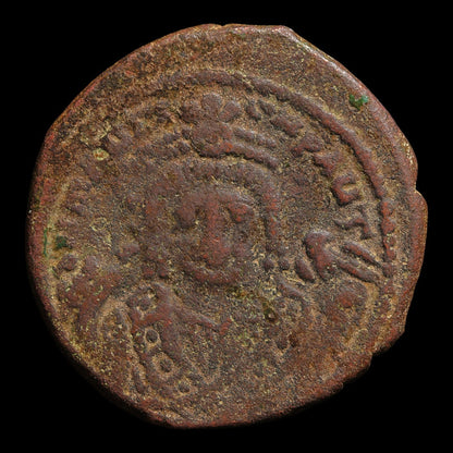 Byzantine Empire, Emperor Maurice Tiberius, AE Follis (Sear 533) - 594 to 595 CE - Byzantine Empire