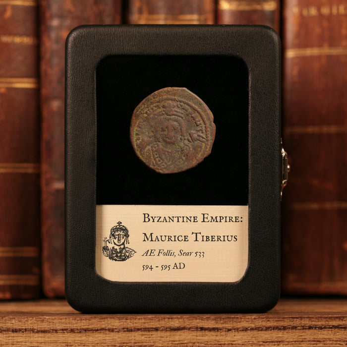 Byzantine Empire, Emperor Maurice Tiberius, AE Follis (Sear 533) - 594 to 595 CE - Byzantine Empire
