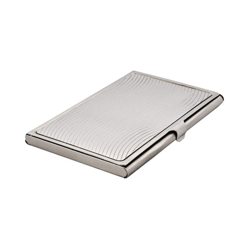 Card Case In Wave Pattern Brushed Stainless Steel
