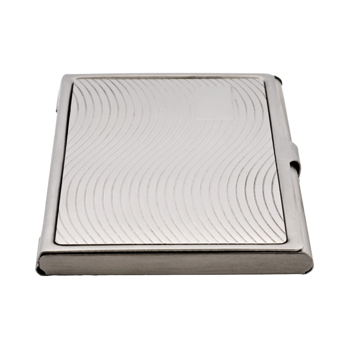 Card Case In Wave Pattern Brushed Stainless Steel