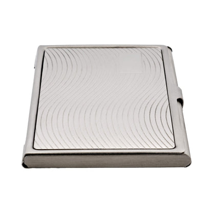 Card Case In Wave Pattern Brushed Stainless Steel
