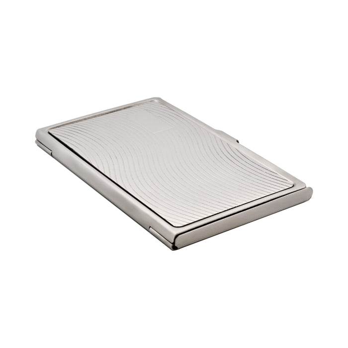 Card Case In Wave Pattern Brushed Stainless Steel