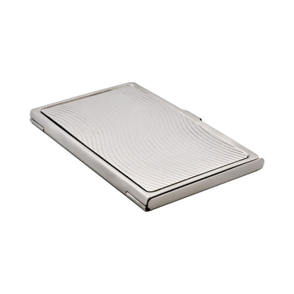 Card Case In Wave Pattern Brushed Stainless Steel
