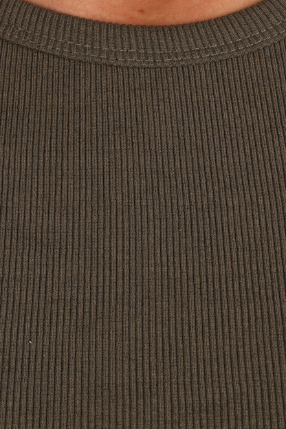 Ari Ribbed Tank Top - Olive