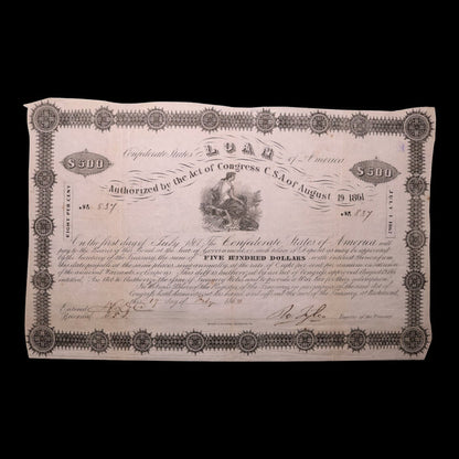 Confederate States of America, $500 Bond, Lady of Agriculture Vignette - 1861 - U.S. Civil War