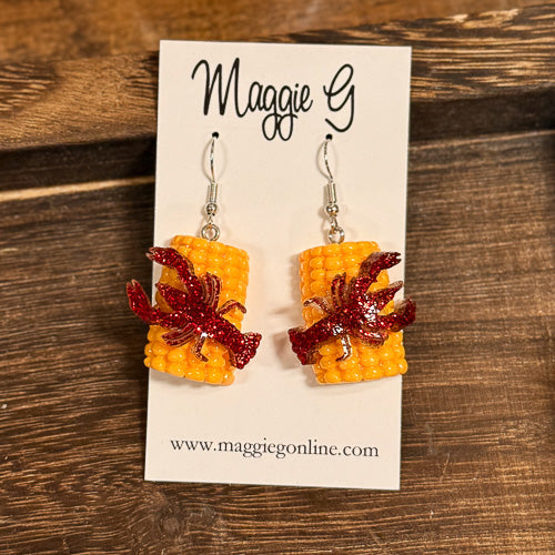 Corn & Crawfish Dangle Earrings