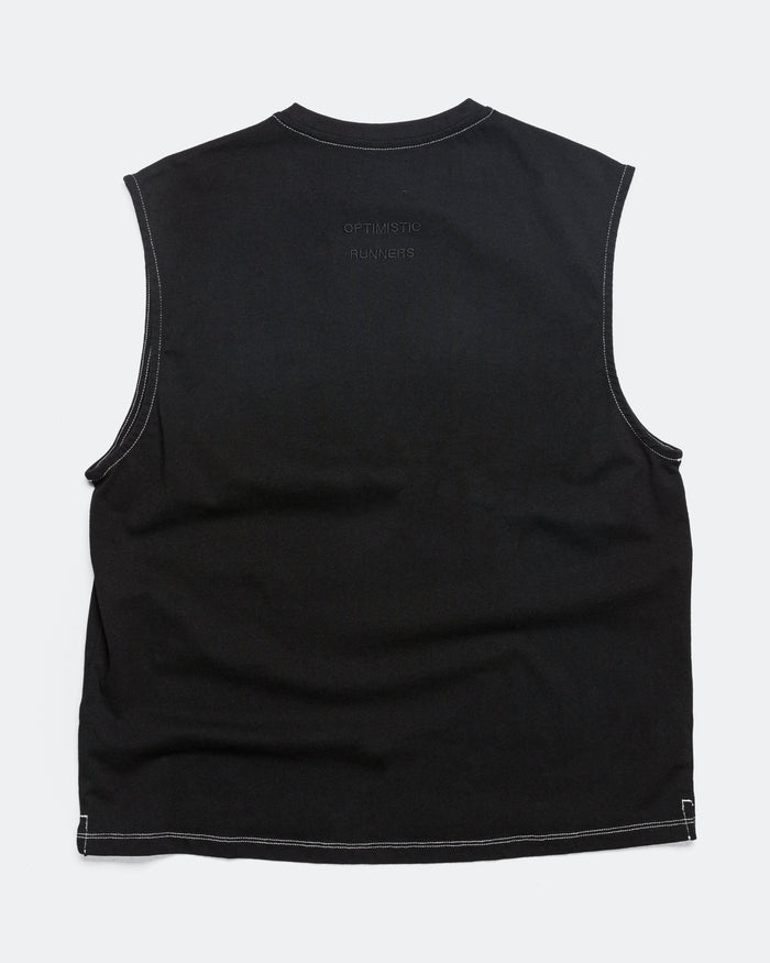 Cotton Crop Tank Top  - Black