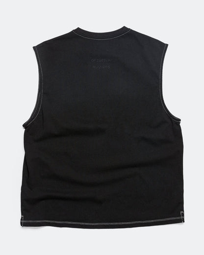 Cotton Crop Tank Top  - Black