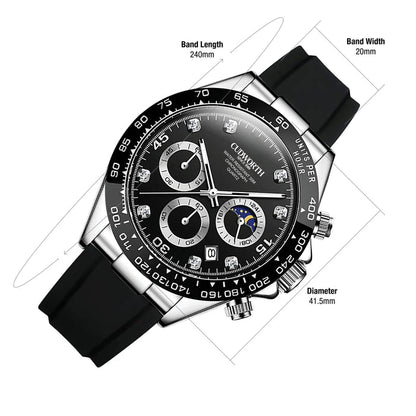 Cudworth Apex Chronograph Jet Black & Silicone