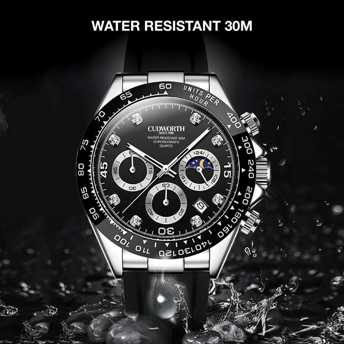 Cudworth Apex Chronograph Jet Black & Silicone