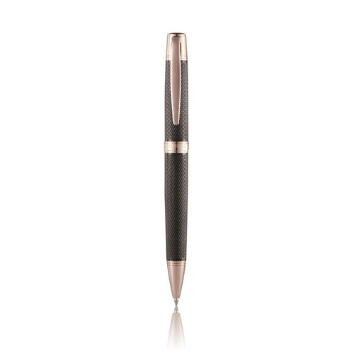 Cudworth Ballpoint Pen, Rose Noir: Black Mesh & Rose Gold