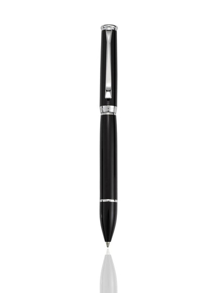 Cudworth Ballpoint Pen, SilverSmooth: Black Lacquer & Silver