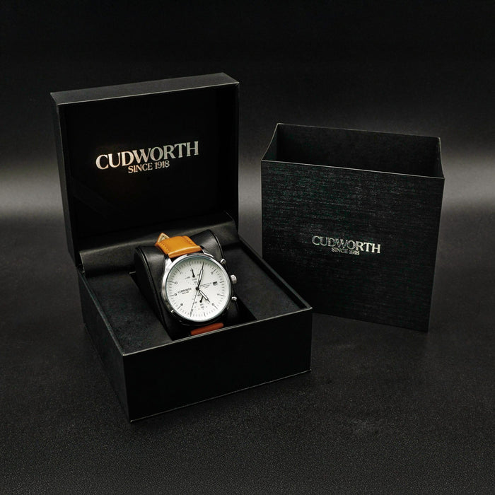 Cudworth Heritage Chronograph, Arctic White & Tan