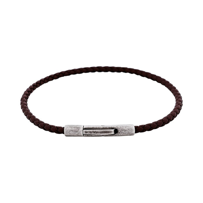 Cudworth MAGRO Leather 3mm with stainless steel clasp bracelet 21.5MM - CIOCCOLATO