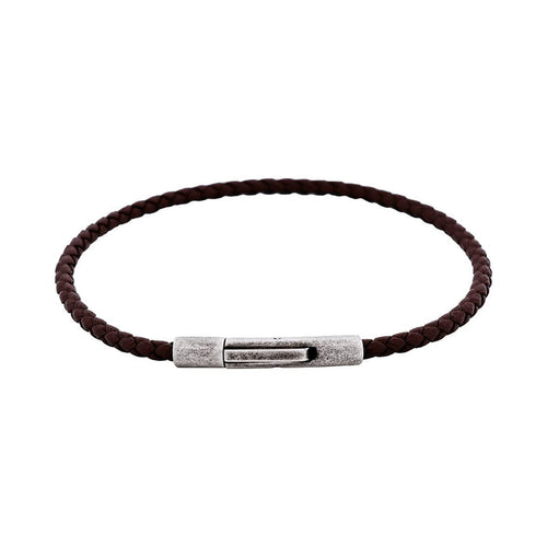 Cudworth MAGRO Leather 3mm with stainless steel clasp bracelet 21.5MM - CIOCCOLATO