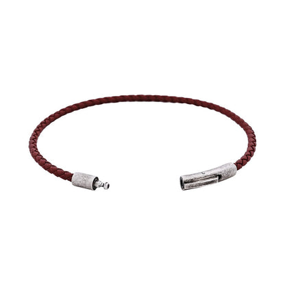 Cudworth MAGRO Leather 3mm with stainless steel clasp bracelet 21.5MM - MARRONE