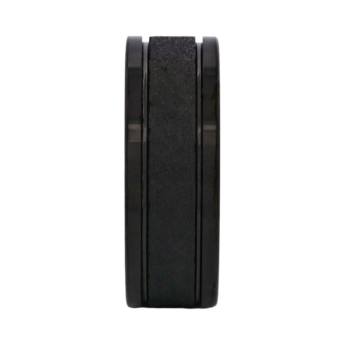Cudworth Polished Black Ion Plated Tungsten Ring - Nightfall Texture