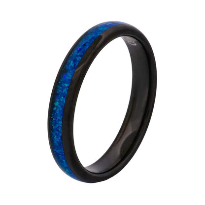 Cudworth Polished Black Ion Plated Tungsten Ring - Ocean