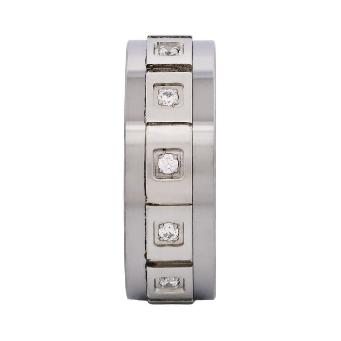 Cudworth Polished Rhodium Tungsten Ring - Atlas Link