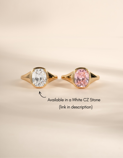 Pink Elongated Cushion Ring