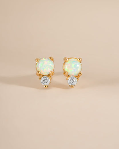 Opal & CZ Stud Earrings