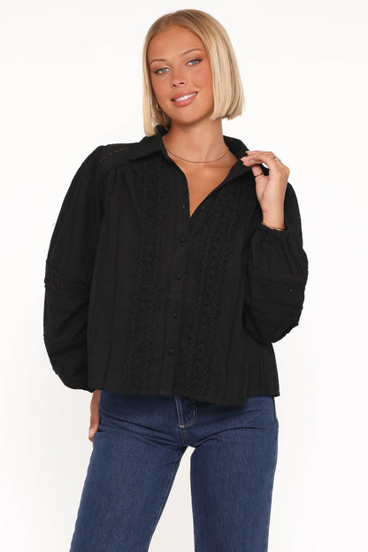 Catania Lace Inset Top - Black