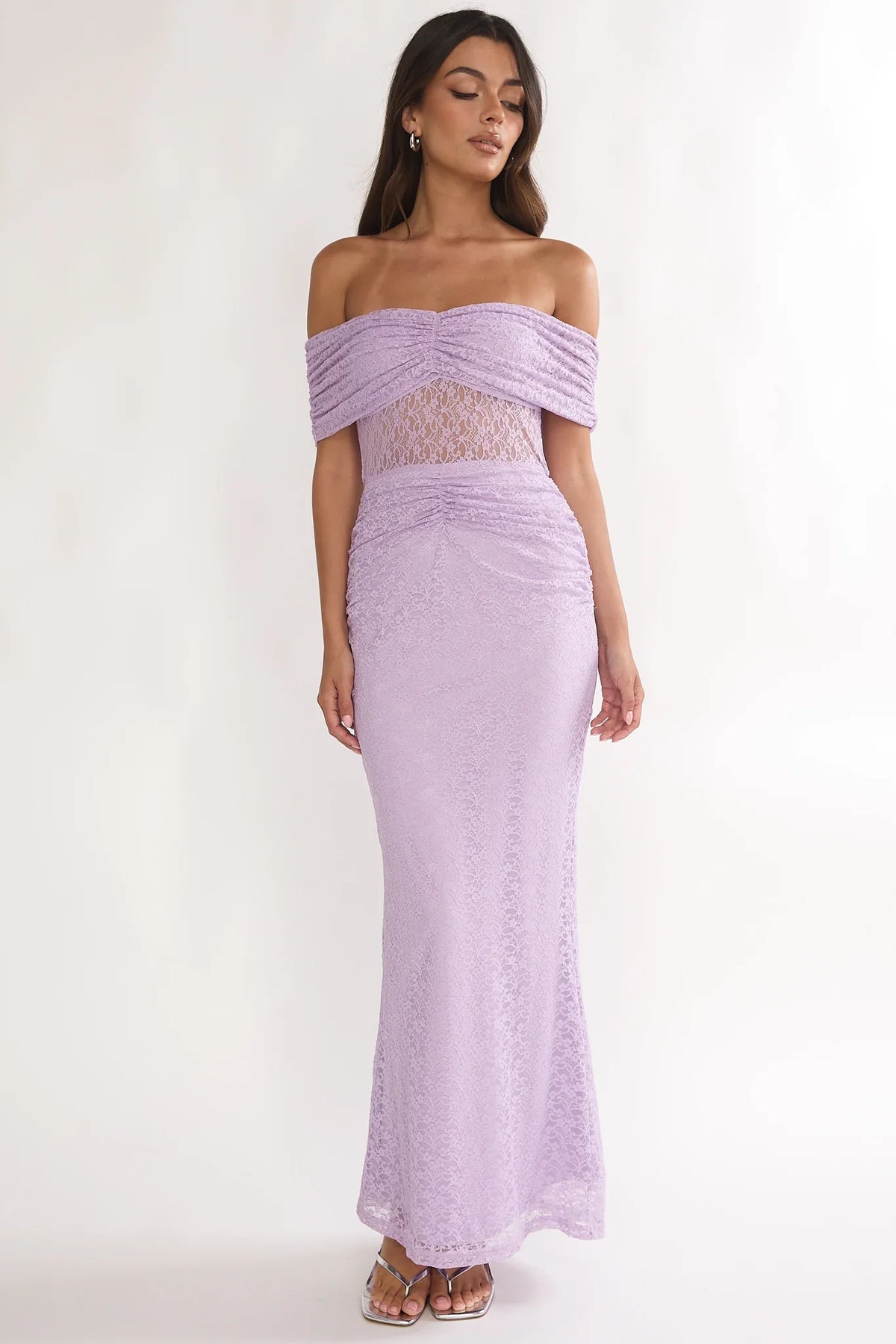 Silver Moon Off-Shoulder Maxi Dress Lilac