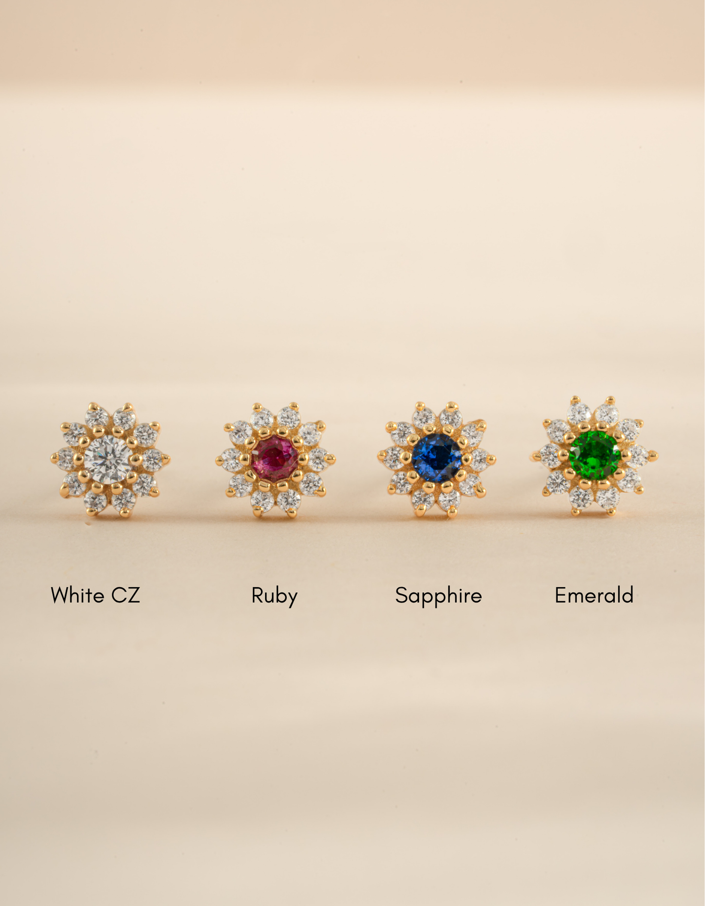 Ruby Dainty Flower Studs