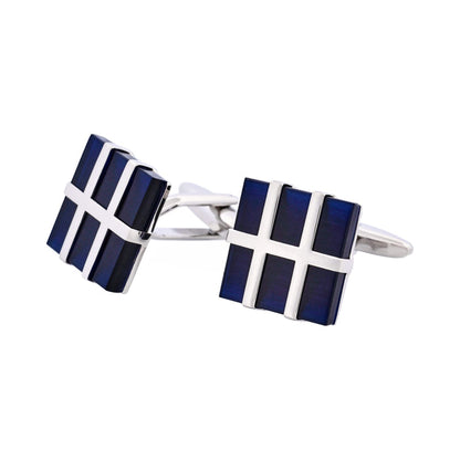 Dark Blue Cat's Eye Square Grate Cufflinks