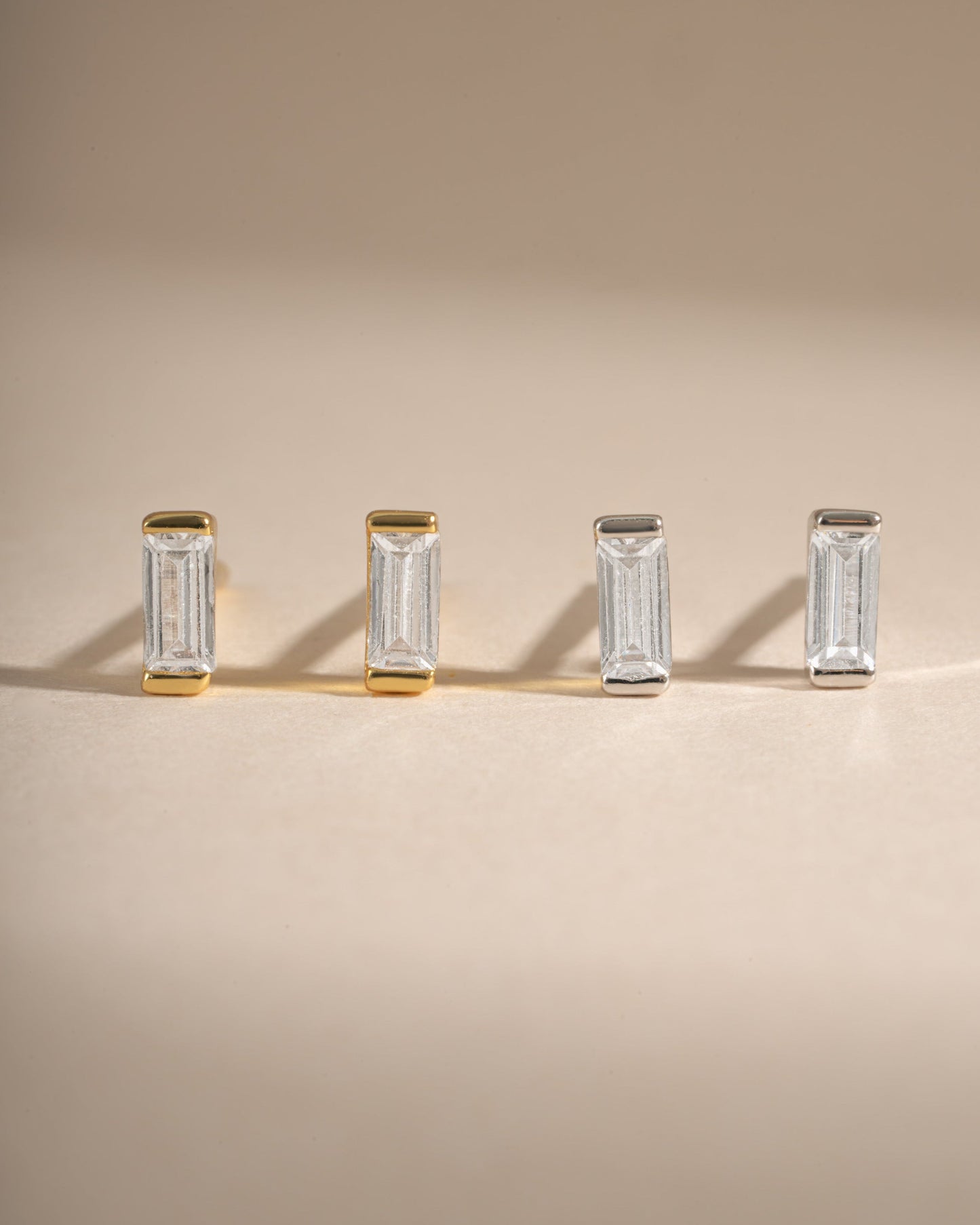 White CZ Baguette Stud Earrings