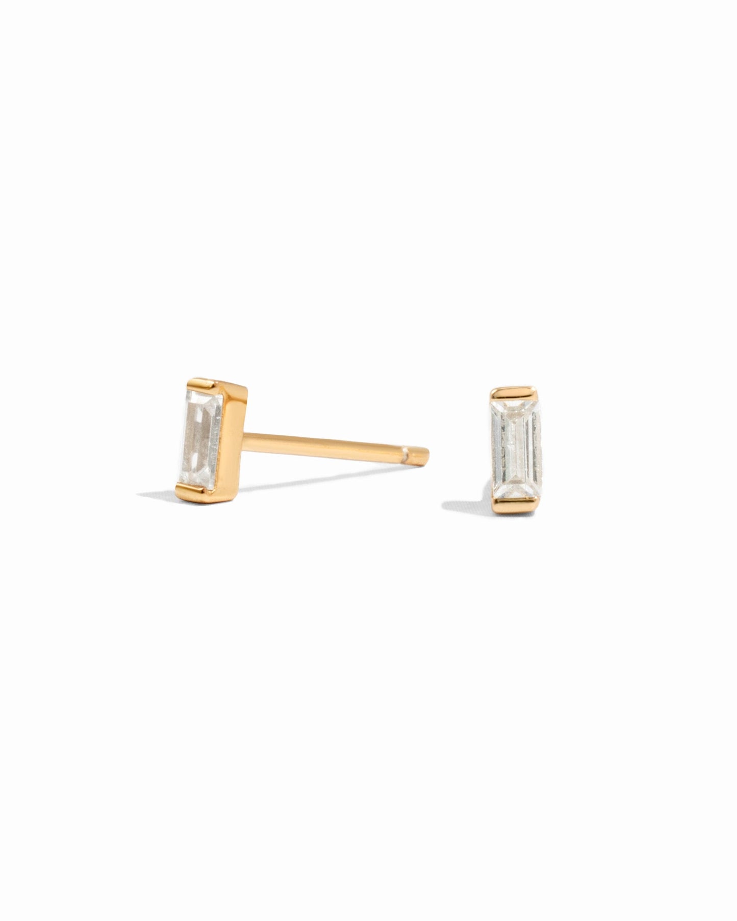 White CZ Baguette Stud Earrings