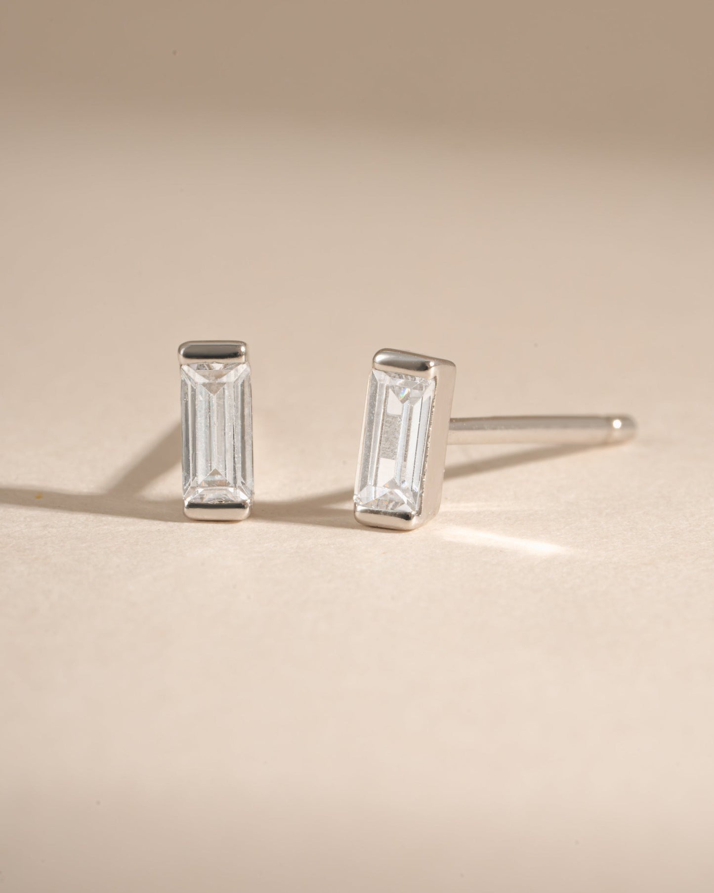 White CZ Baguette Stud Earrings