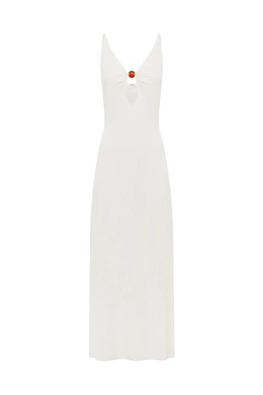 UNITY LOW PLUNGE MAXI DRESS - WHITE