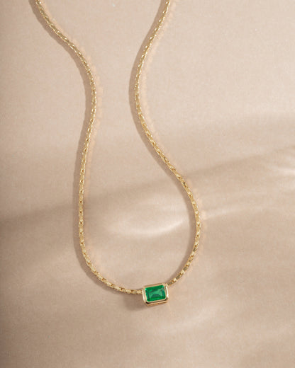 Emerald Baguette Bezel Statement Necklace