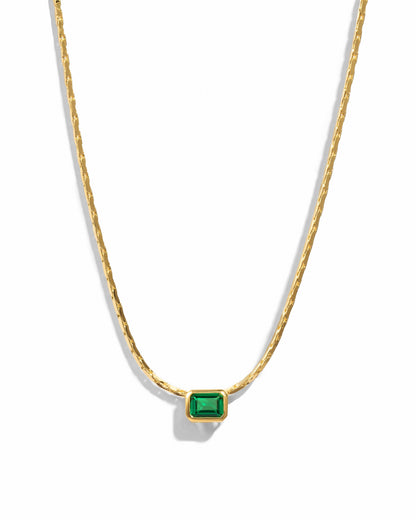 Emerald Baguette Bezel Statement Necklace